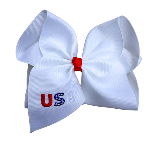 The Solid Bow - USA Embroidered Bow: 4 inch / Alligator Clip