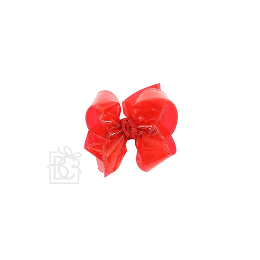 Beyond Creations, LLC - WATERPROOF BOW ON CLIP: 4" Med/Lg - 1.5" Ribbon on Alligator Clip / RED