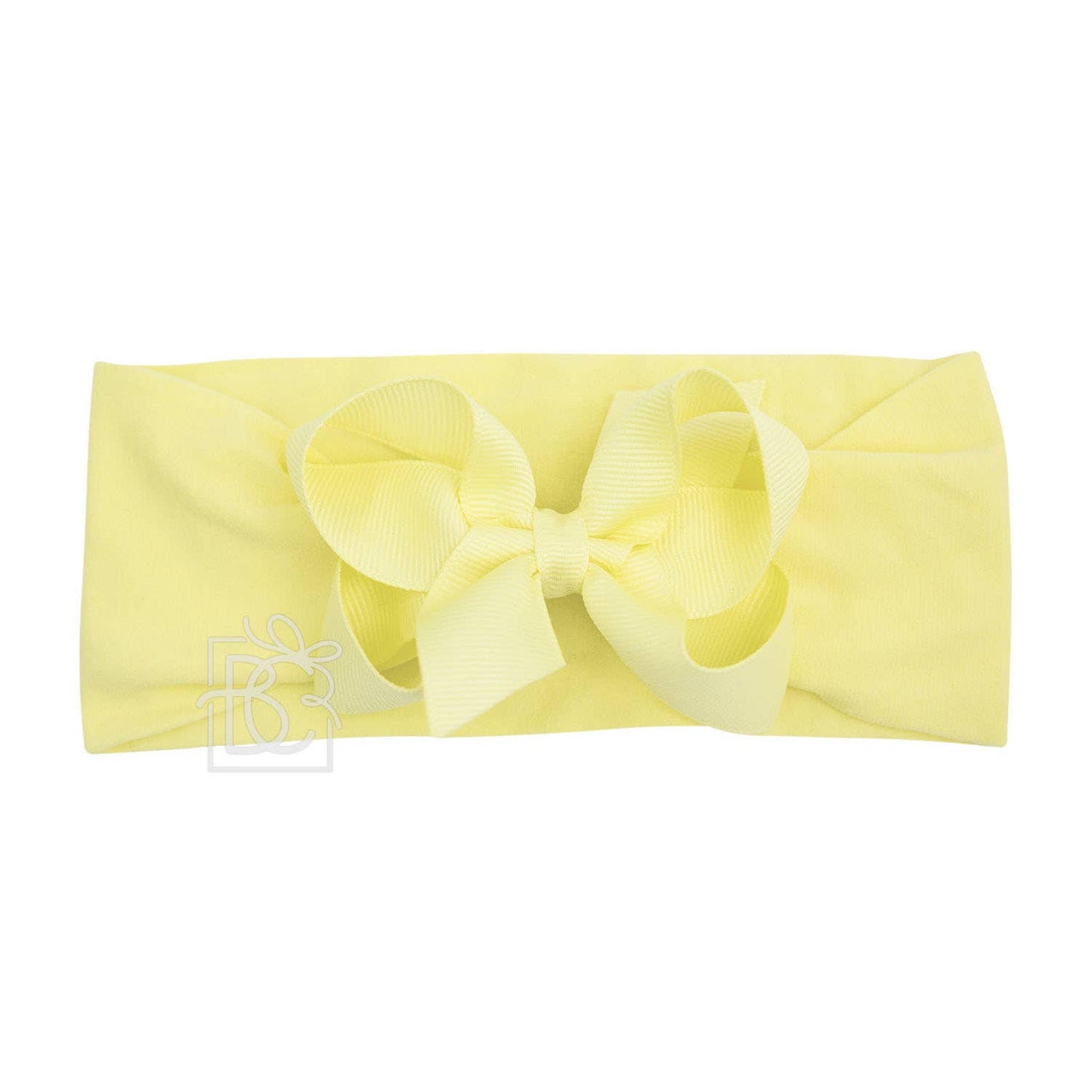 WIDE PANTYHOSE HEADBAND W/CLASSIC GROSGRAIN BOW: 5.5" Huge / 3+ Months / WHITE