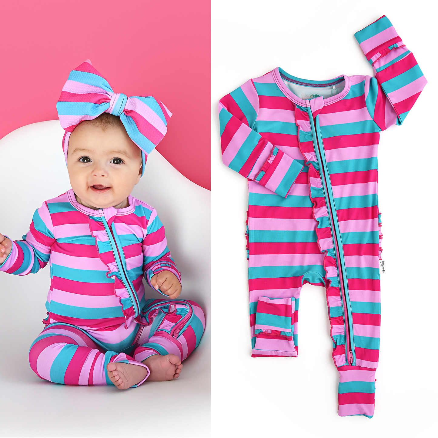 Gigi and Max - Maddie Stripe Ruffle Zip Bamboo