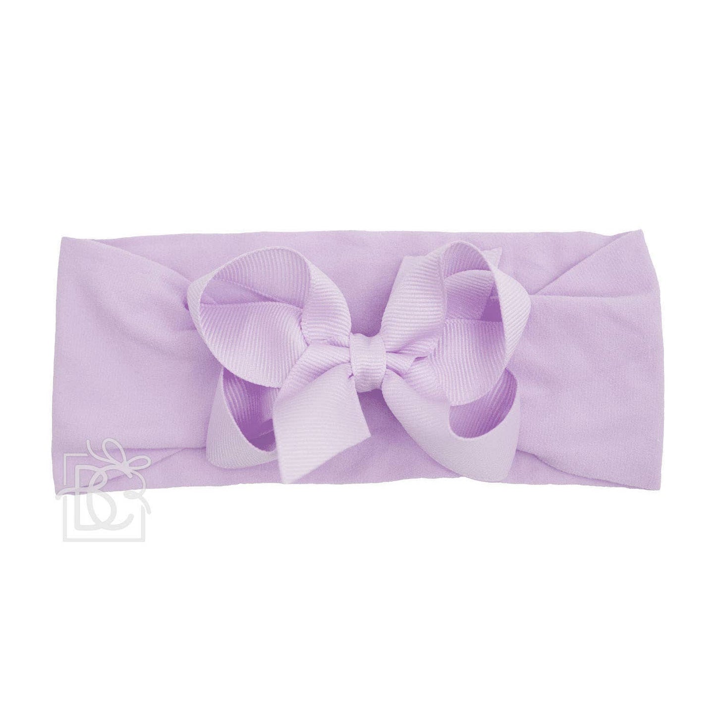 WIDE PANTYHOSE HEADBAND W/CLASSIC GROSGRAIN BOW: 5.5" Huge / 3+ Months / WHITE