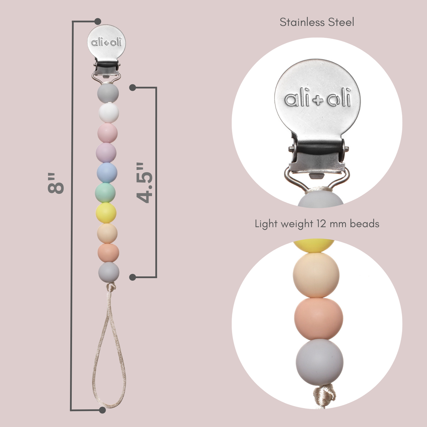 Ali+Oli - Ali+Oli Silicone Pacifier Clip (Multi-Pastel)