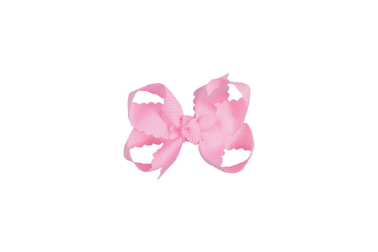 Beyond Creations, LLC - SCALLOPED EDGE BOW: 3.5" Medium - 1.5" Ribbon on Alligator Clip / Pink