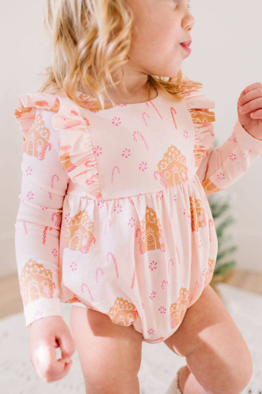 Leah Romper in Gingerbread Bubble