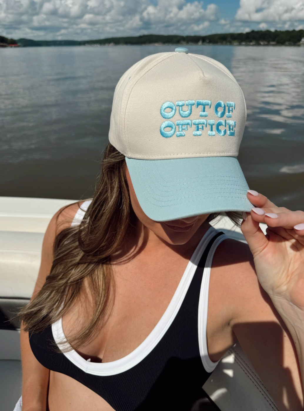 - Out of Office - Baby Blue Vintage Trucker Hat