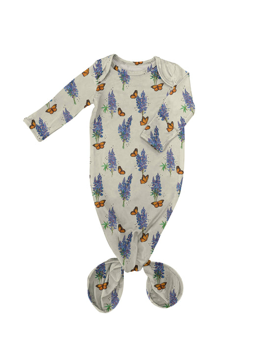 Goosies - Bluebonnets Knotted Infant Gown: Newborn