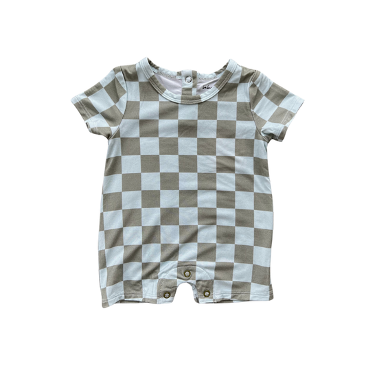 babysprouts clothing company-Tee Romper: Checker in Seagrass