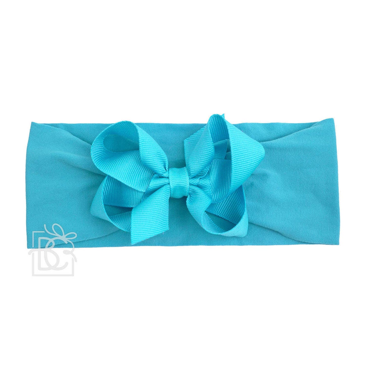 WIDE PANTYHOSE HEADBAND W/CLASSIC GROSGRAIN BOW: 5.5" Huge / 3+ Months / WHITE