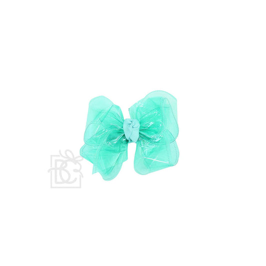 Beyond Creations, LLC - WATERPROOF BOW ON CLIP: 4" Med/Lg - 1.5" Ribbon on Alligator Clip / AQUAMARINE