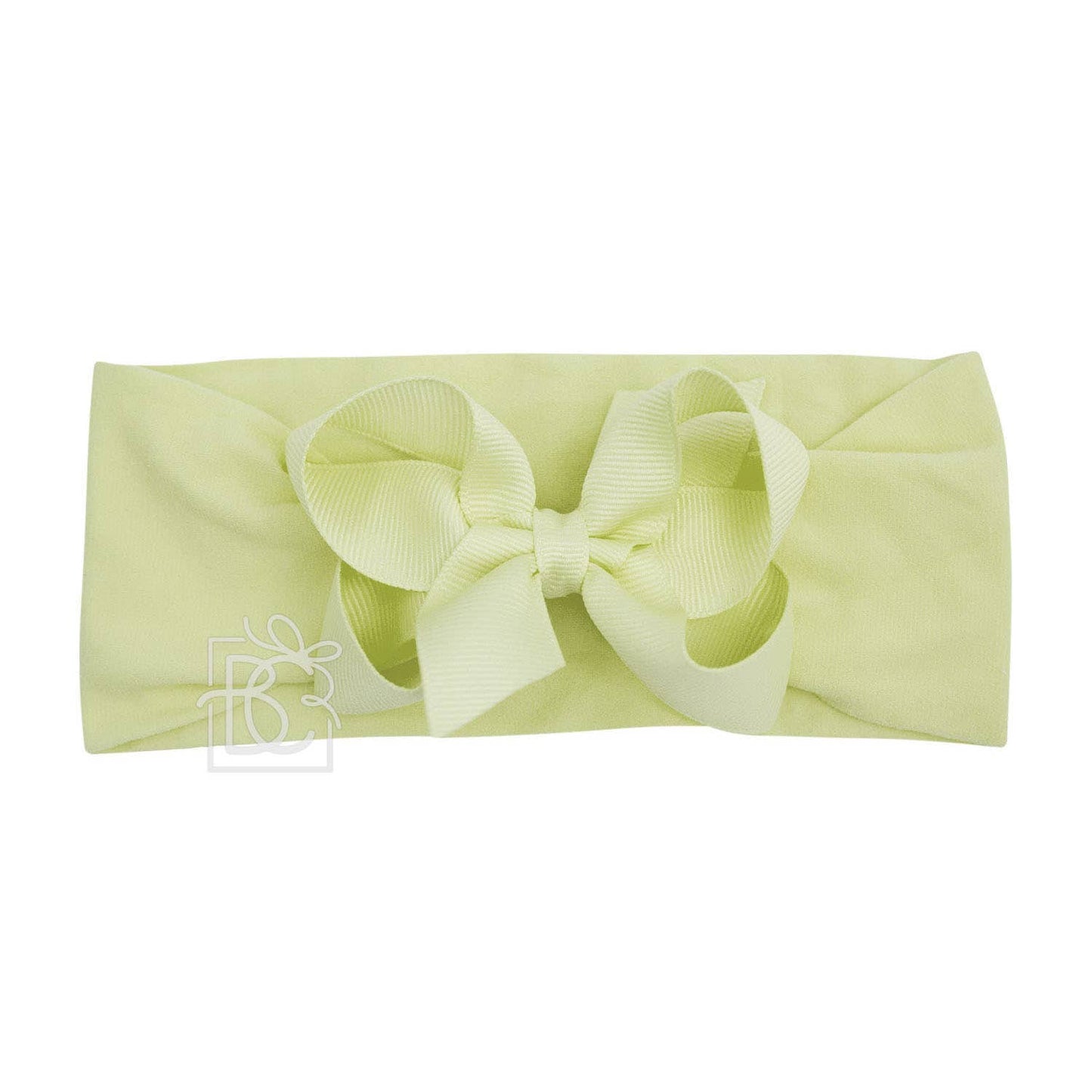 WIDE PANTYHOSE HEADBAND W/CLASSIC GROSGRAIN BOW: 5.5" Huge / 3+ Months / WHITE