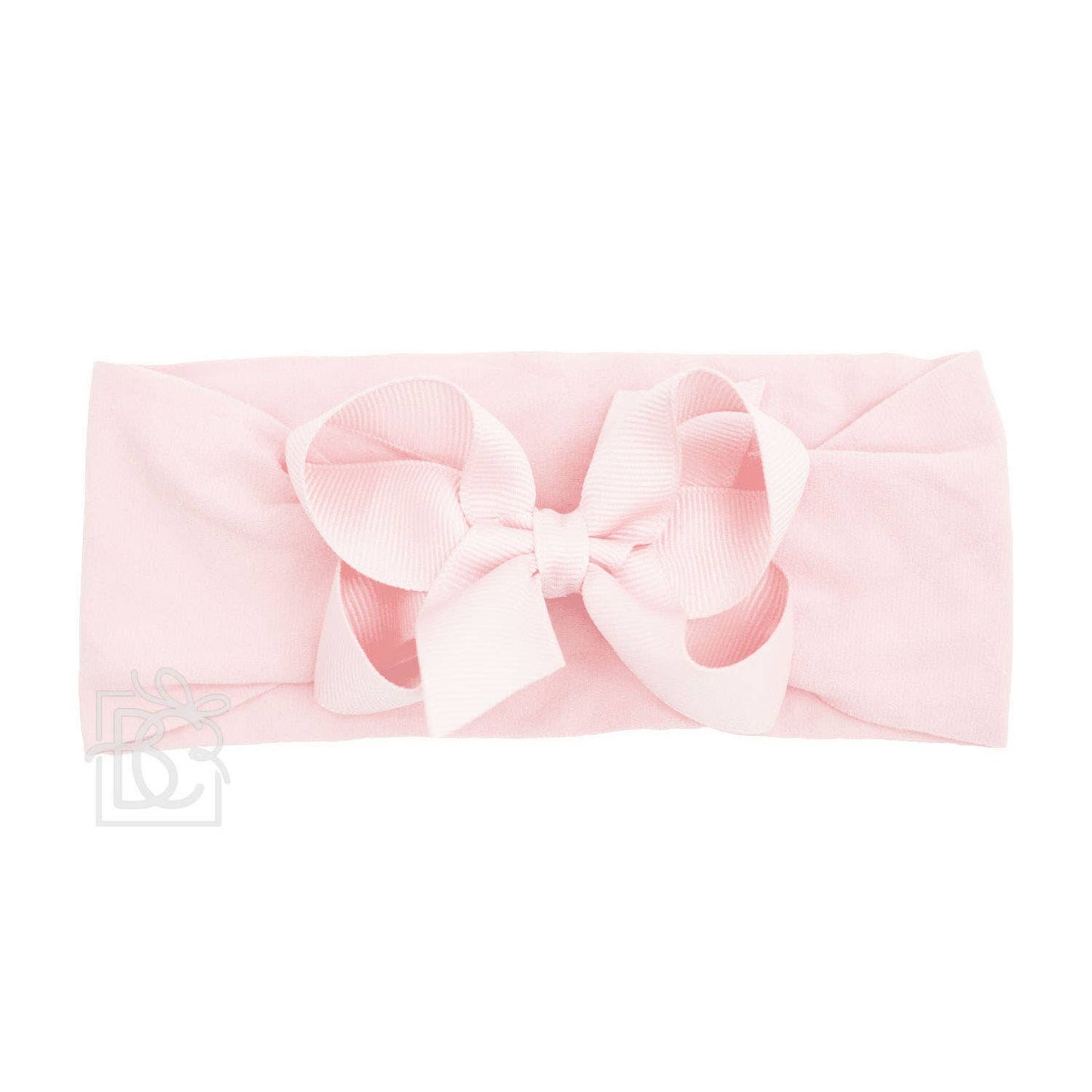 WIDE PANTYHOSE HEADBAND W/CLASSIC GROSGRAIN BOW: 5.5" Huge / 3+ Months / WHITE