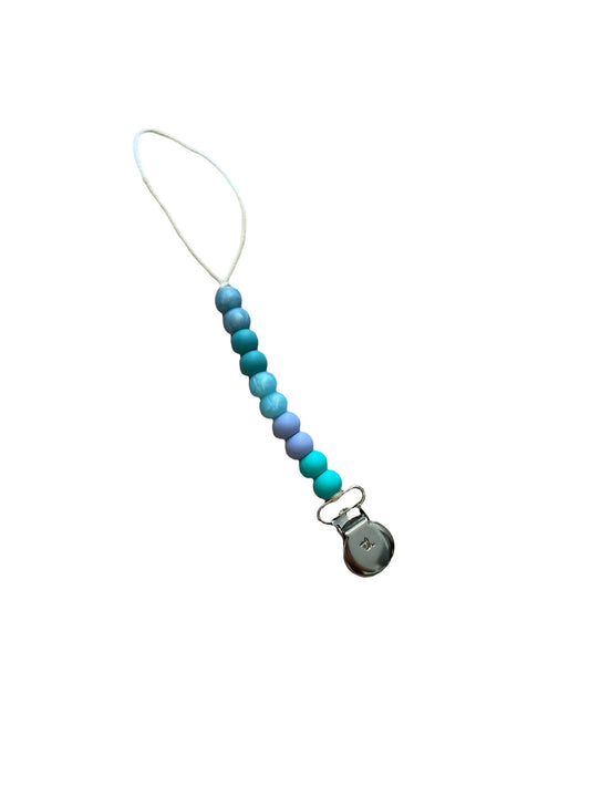 Three Hearts Modern Teething Accessories - LIMITED EDITION Molly Petite Pacifier Clip: Turquoise