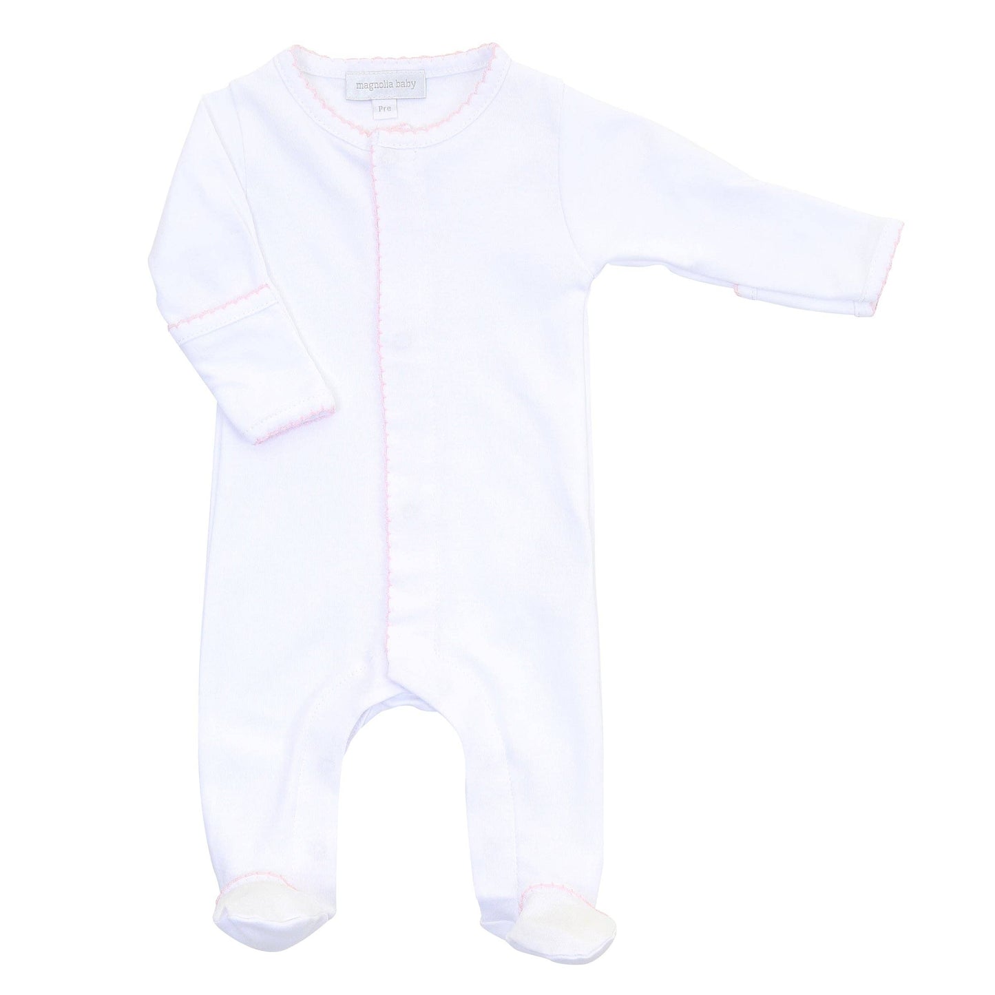 Magnolia Baby - Solid Essentials White Pink Footie