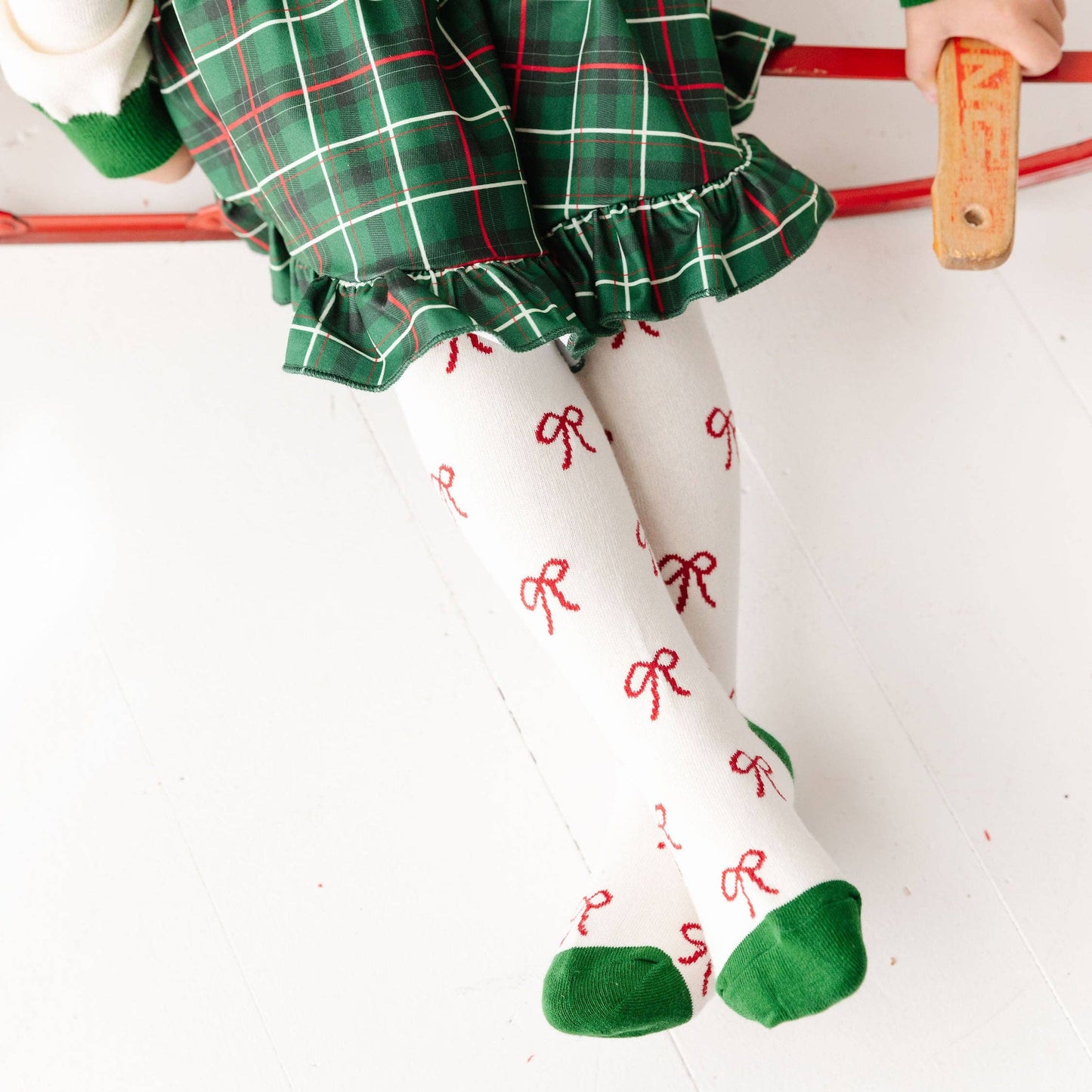 Little Stocking Co. - Bow Knit Tights: 6-12 MONTHS