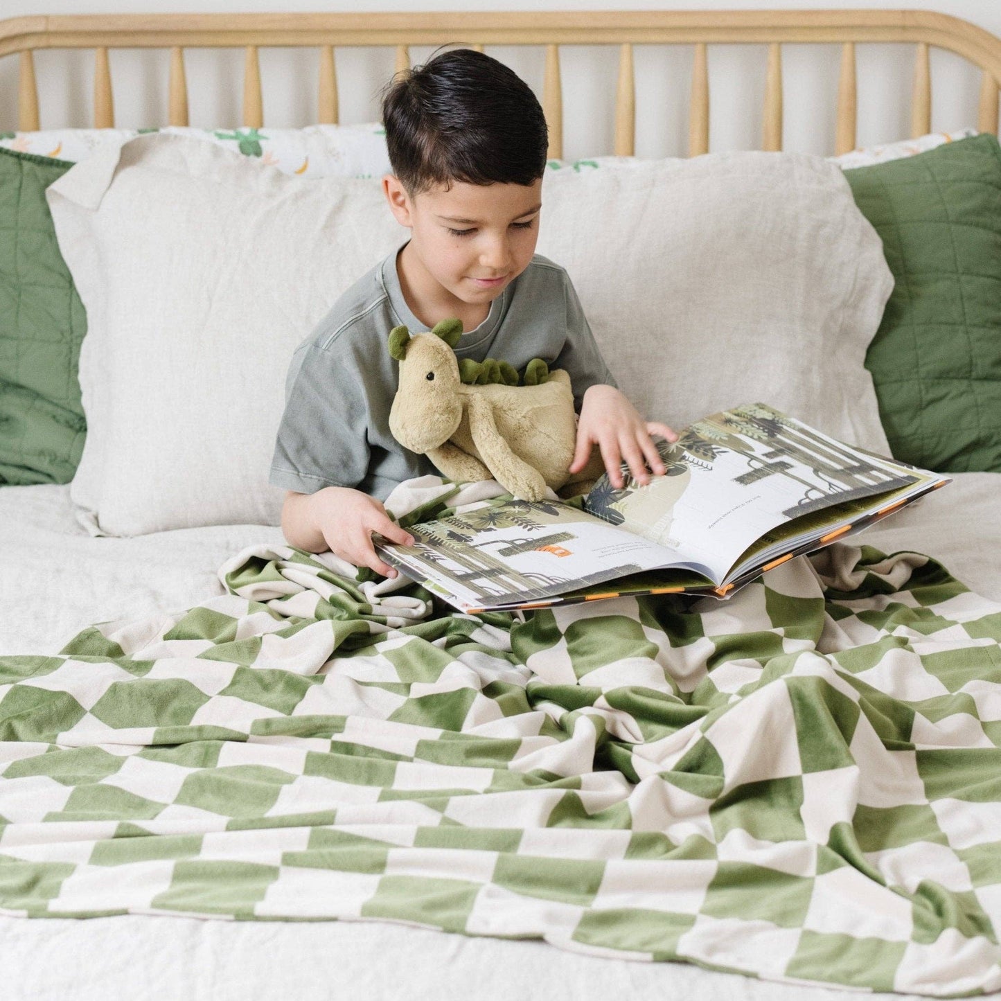 Saranoni - MINKY STRETCH RECEIVING BLANKETS: Neutral Checkered