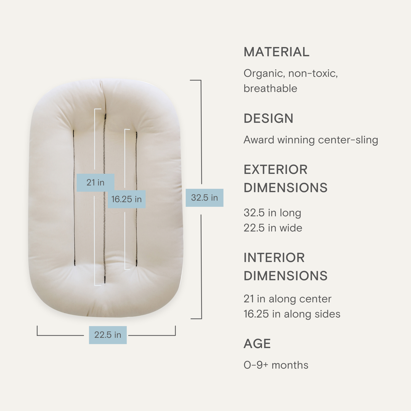 Snuggle Me Organic - Lounger Moss or Slate or Birch