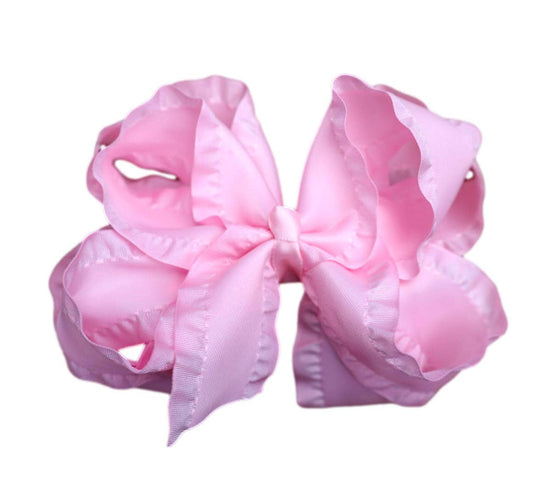 The Solid Bow - Light Pink Double Ruffle Hair Bow: Alligator Clip / 4 inch