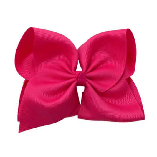 The Solid Bow - 6 inch Solid Grosgrain Bow/French Barrette: Shocking Pink / 6 Inch