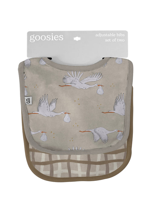 Goosies - Bib Set of 2 (Stork Beige/Tan Wavy Plaid)