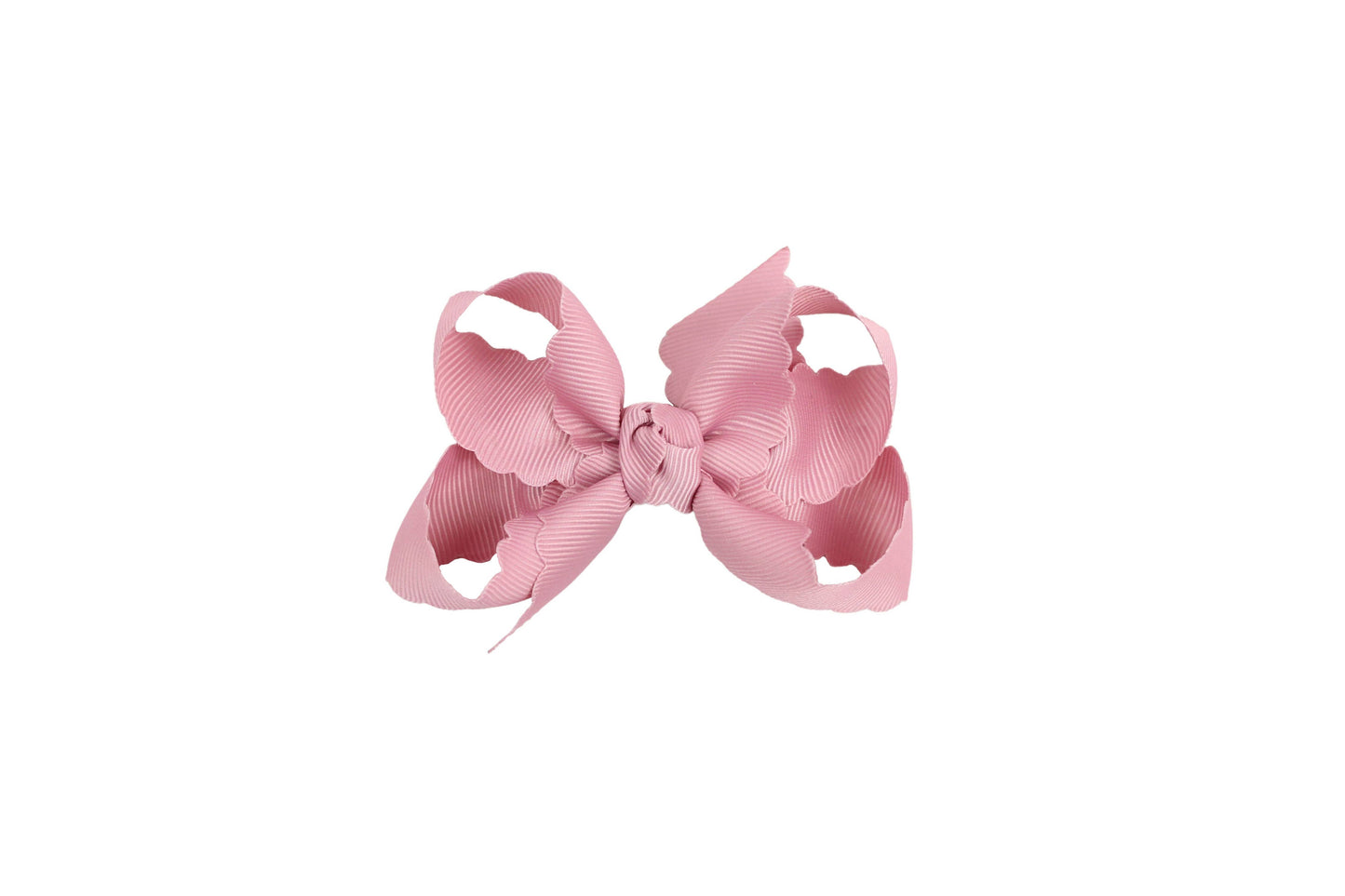 Beyond Creations, LLC - SCALLOPED EDGE BOW: 3.5" Medium - 1.5" Ribbon on Alligator Clip / Powder Pink