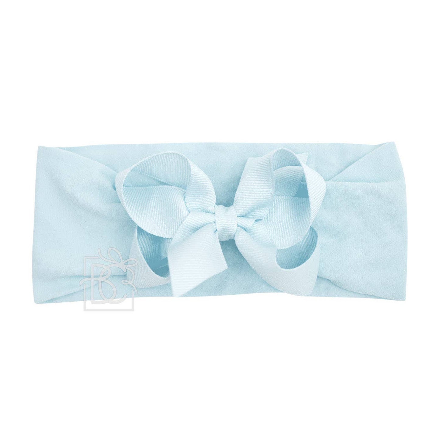 WIDE PANTYHOSE HEADBAND W/CLASSIC GROSGRAIN BOW: 5.5" Huge / 3+ Months / WHITE