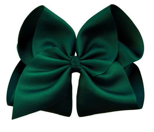 The Solid Bow - Evergreen Hair Bow : Alligator Clip / 6 Inch