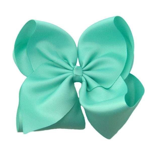 The Solid Bow - 6 inch Solid Grosgrain Bow/Alligator Clip: Turquoise / 6 Inch