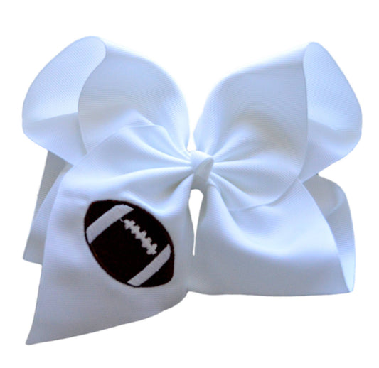 The Solid Bow - Football Embroidered Bow: Alligator Clip / 5 inch