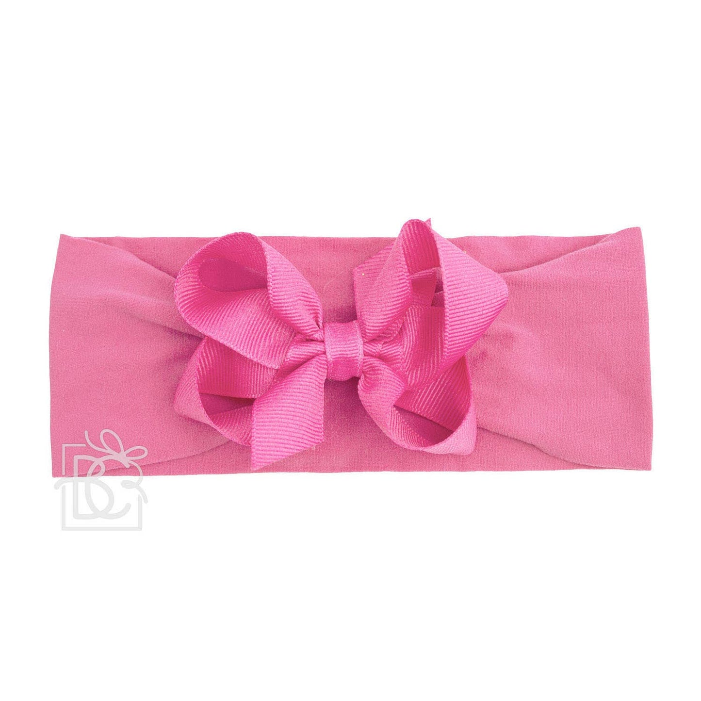 WIDE PANTYHOSE HEADBAND W/CLASSIC GROSGRAIN BOW: 5.5" Huge / 3+ Months / WHITE