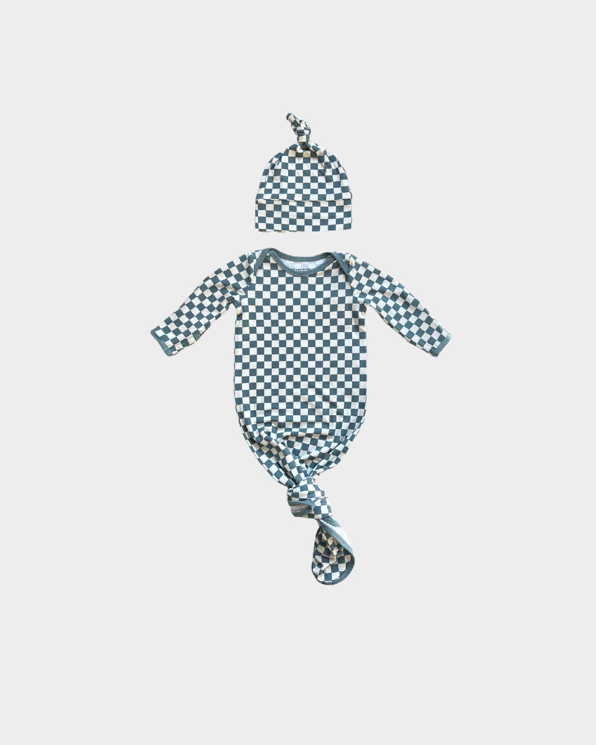 babysprouts clothing company - F24 D1: Knotted Sleeper Set: NB / Checkered in Storm