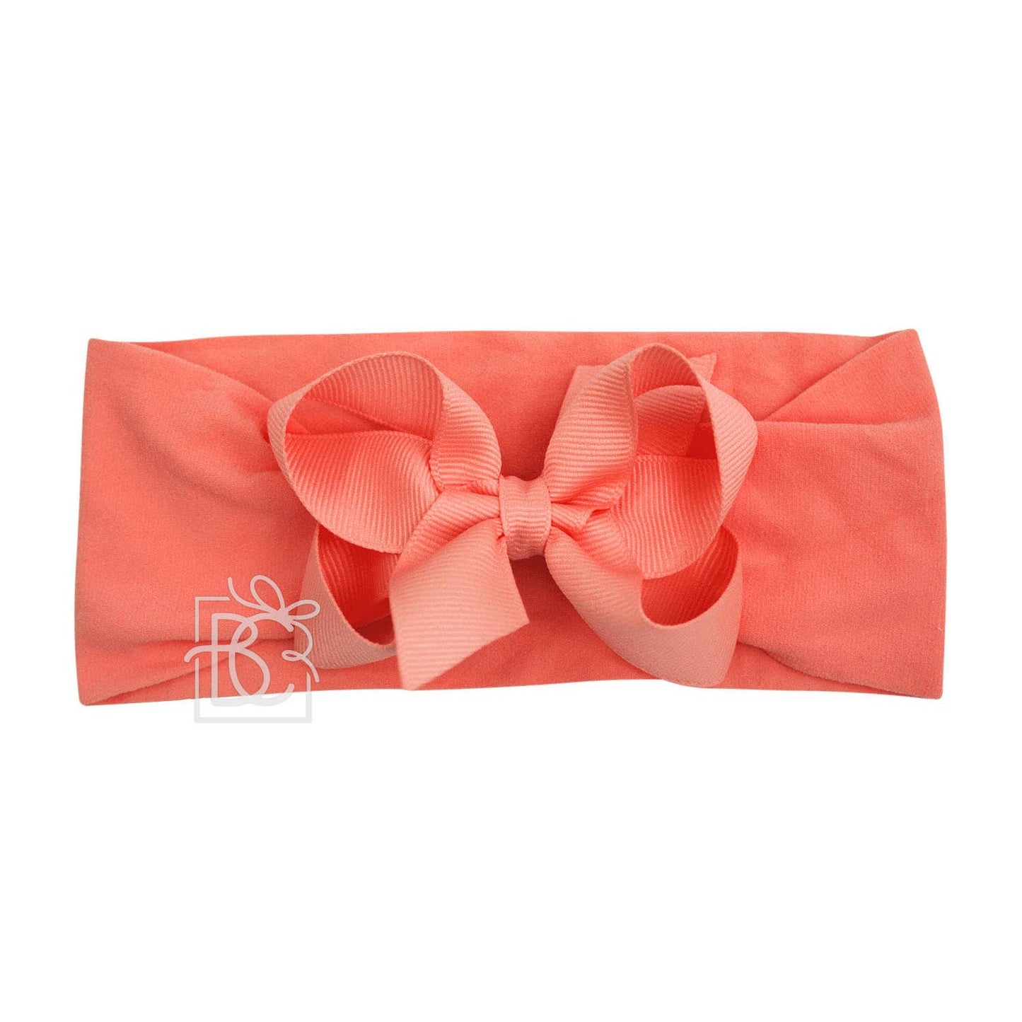 WIDE PANTYHOSE HEADBAND W/CLASSIC GROSGRAIN BOW: 5.5" Huge / 3+ Months / WHITE