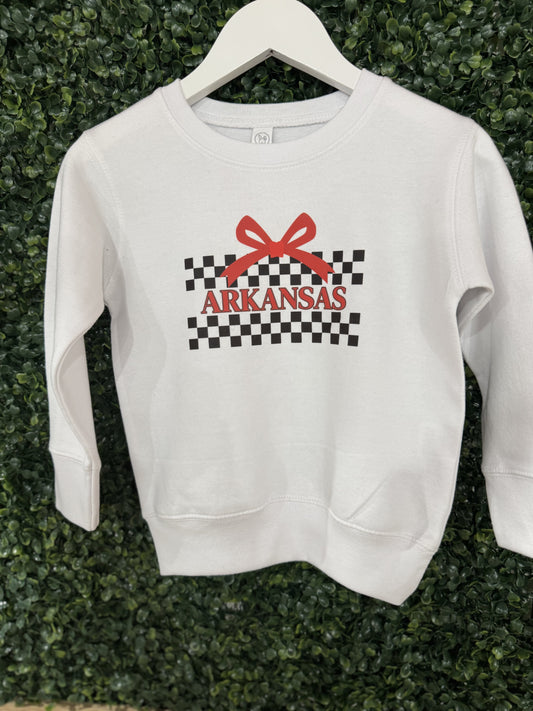 Arkansas Checkered Red Bow Sweatshirt