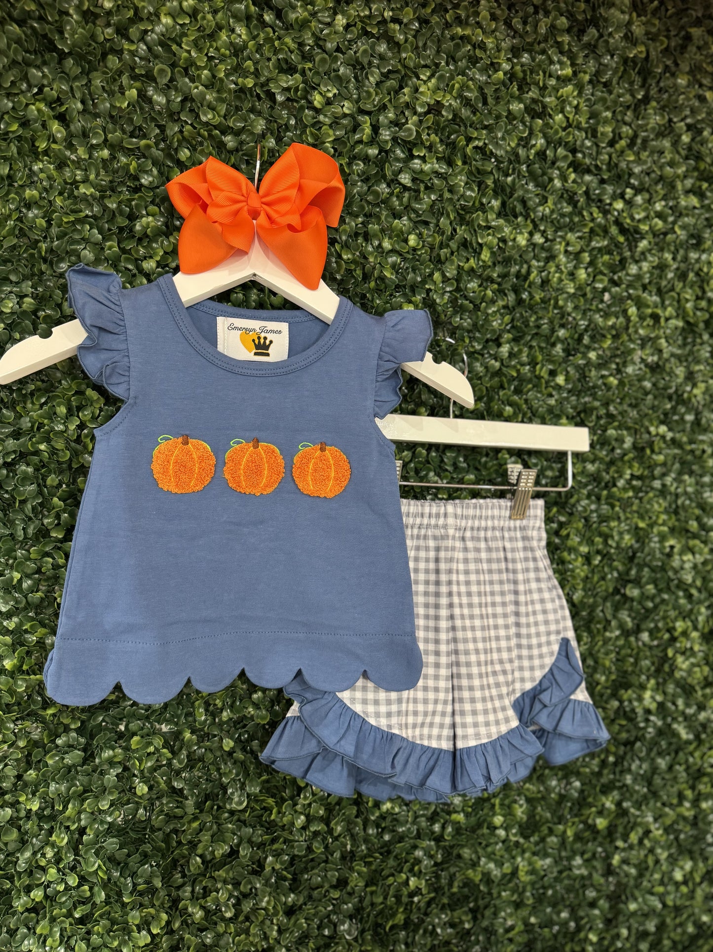 Pumpkin Trio French Knot Girl Set