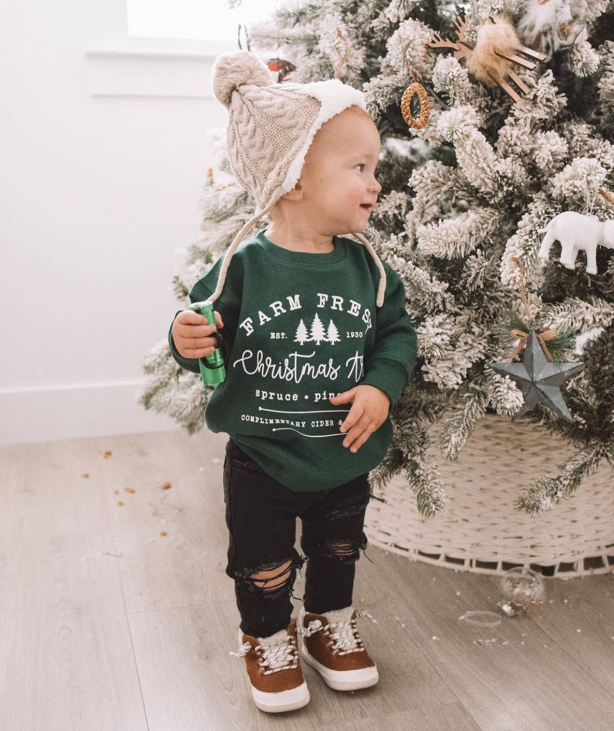 Fresh Farm | Green Kids Christmas Sweatshirt: