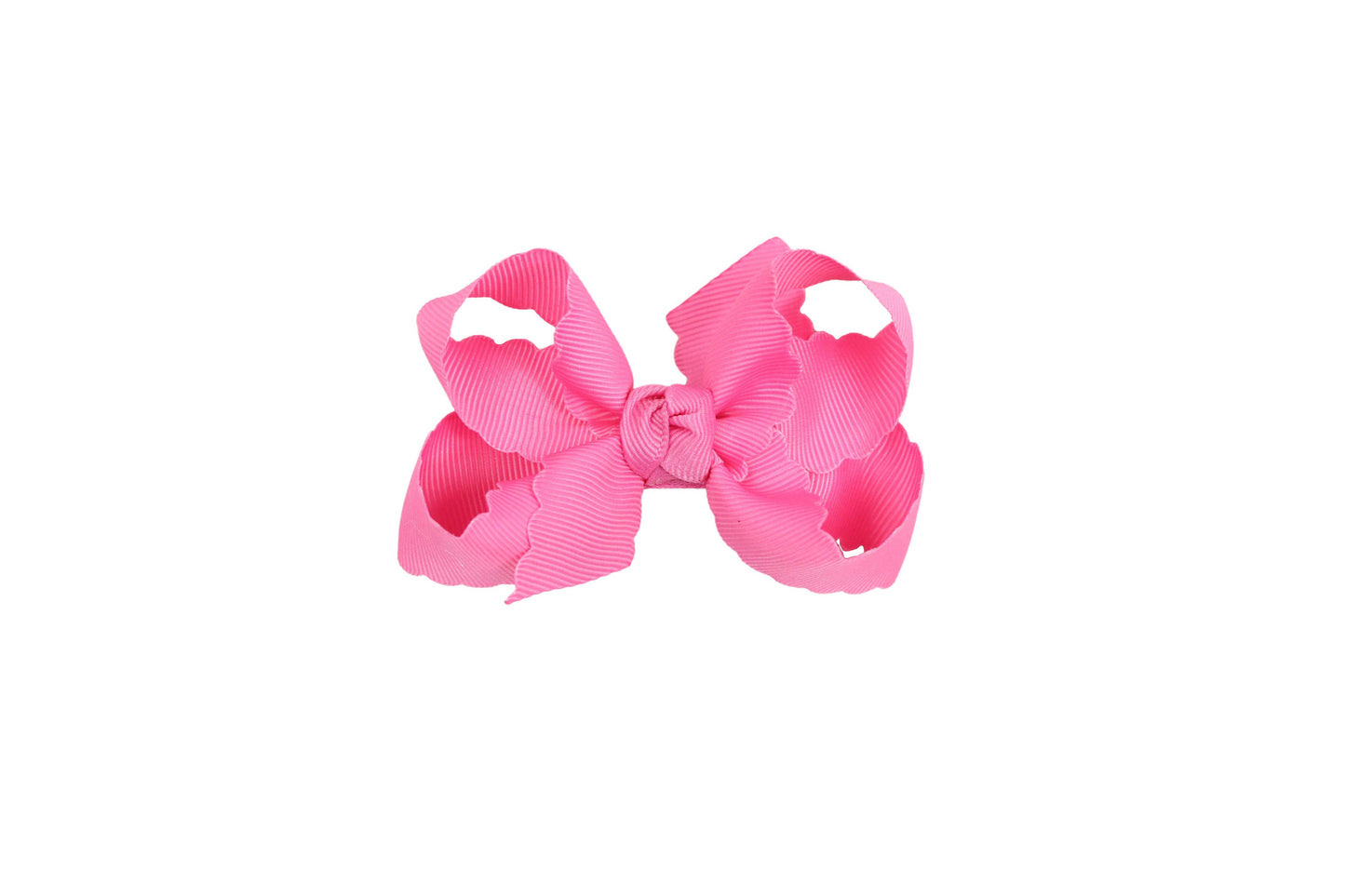 Beyond Creations, LLC - SCALLOPED EDGE BOW: 3.5" Medium - 1.5" Ribbon on Alligator Clip / Powder Pink