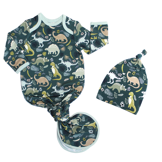 Emerson and Friends - Prehistoric Friends Dino Bamboo Newborn Gown Set