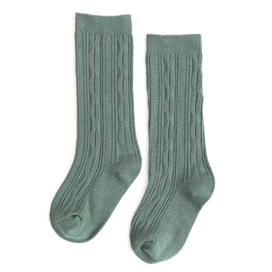 Little Stocking Co. - Spruce Cable Knit Knee High Socks: 0-6 MONTHS