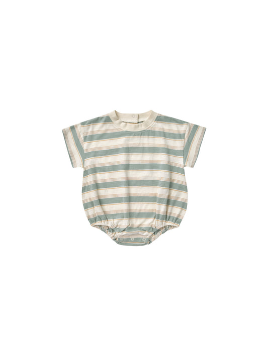 Rylee & Cru Relaxed BUBBLE ROMPER AQUA STRIPE