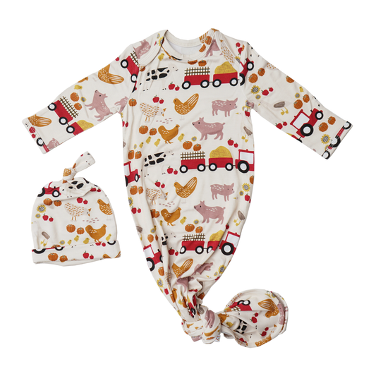 Emerson and Friends - Farm Friends Bamboo Knotted Newborn Gown Set