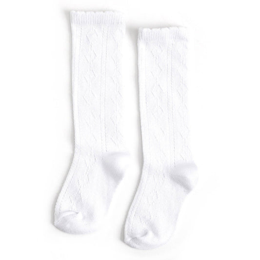 Little Stocking Co. - Scalloped Fancy Knee High Socks - White: 0-6 MONTHS