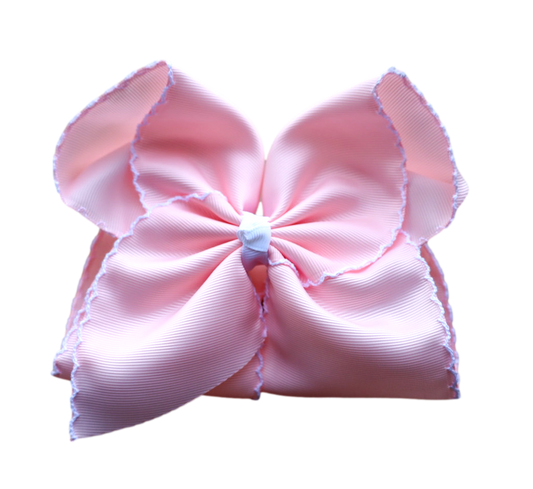 The Solid Bow - Light Pink Moon Stitch Hair Bow: Alligator Clip / 4 inch