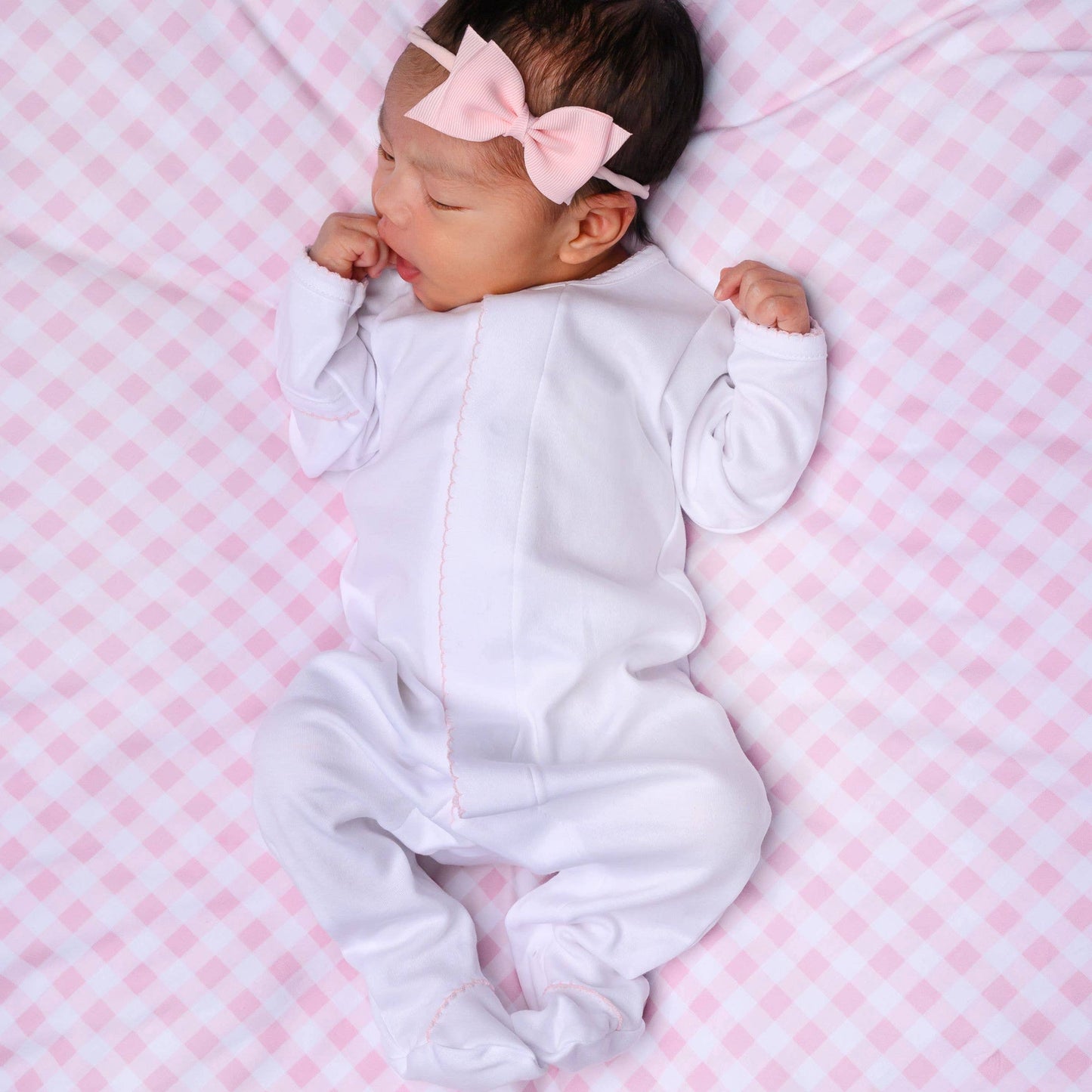 Magnolia Baby - Solid Essentials White Pink Footie