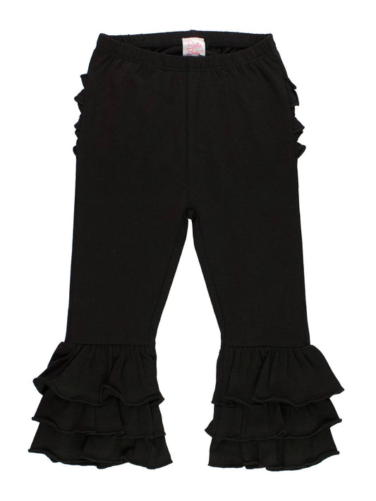 Baby Girls Black Ruffle Flare Pants: Black