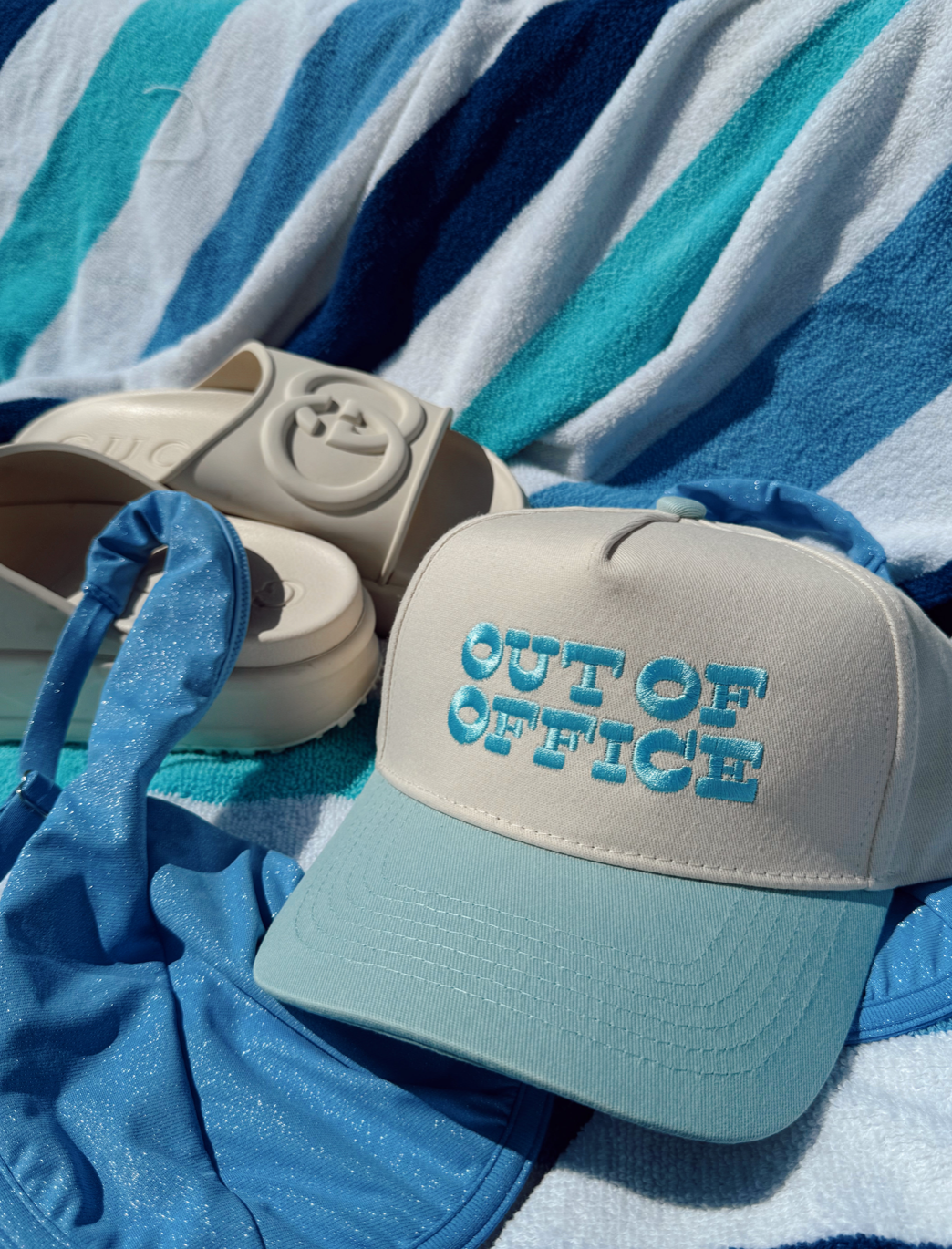 - Out of Office - Baby Blue Vintage Trucker Hat