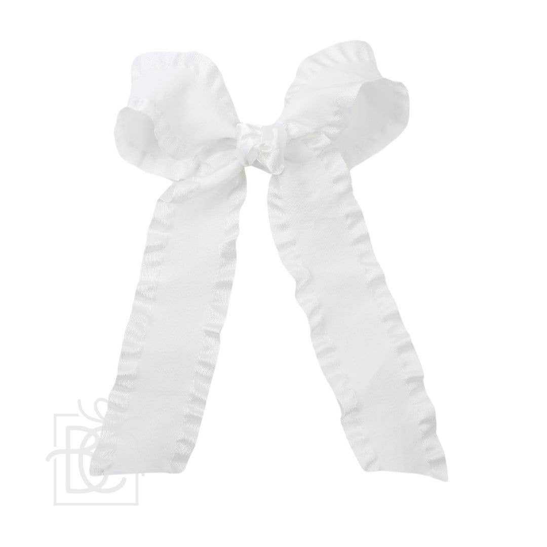 Beyond Creations, LLC - Double Ruffle Tail Bow on Alligator Clip: White