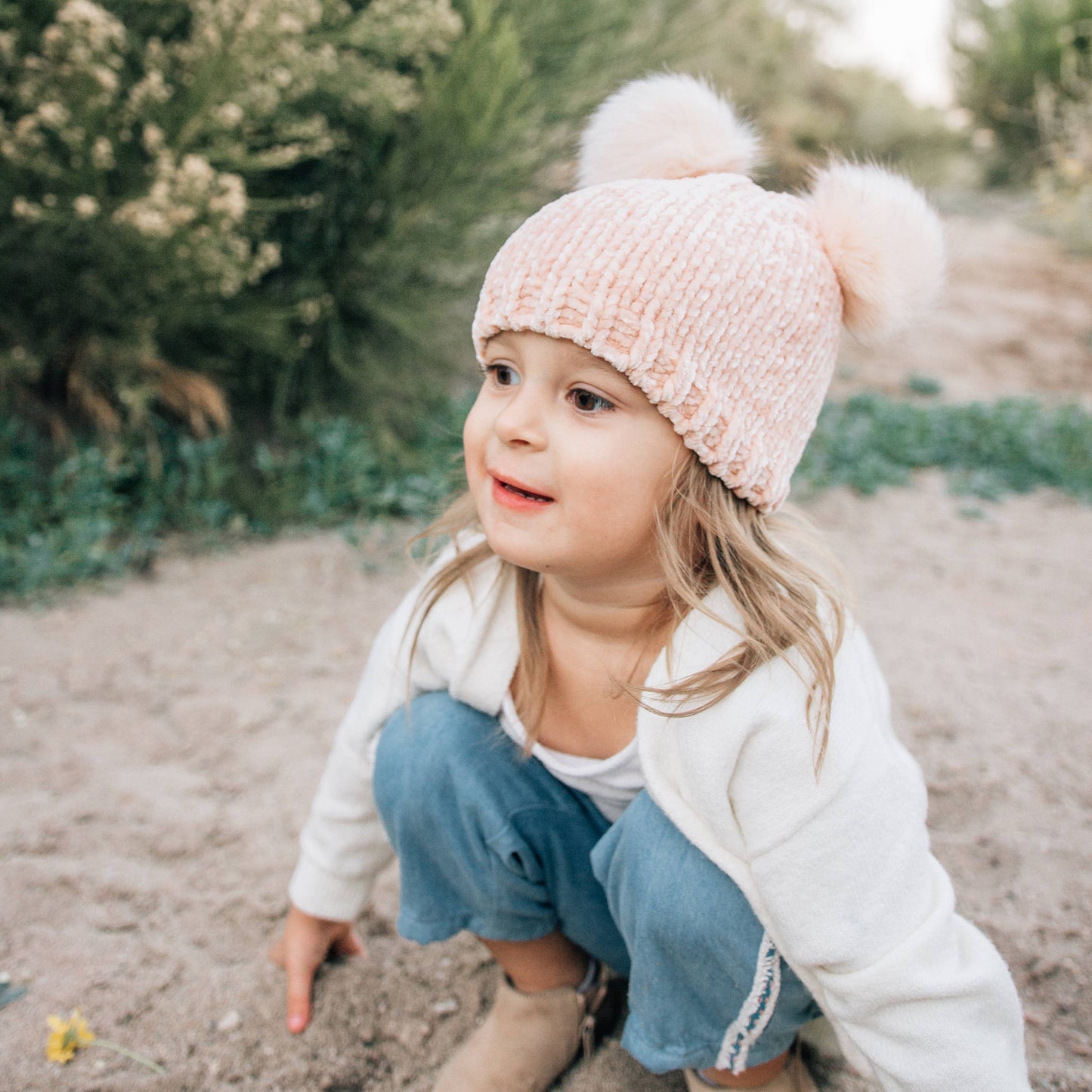 Champagne Chenille Beanie Hat: S (0-6 Months)