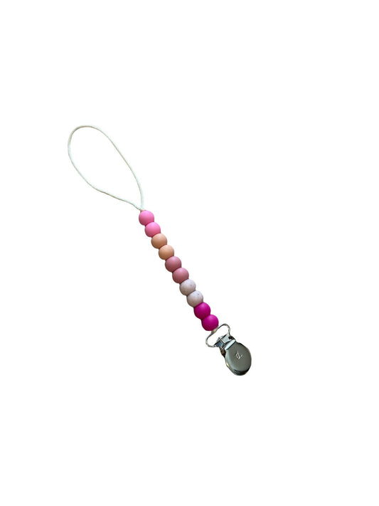 Three Hearts Modern Teething Accessories - LIMITED EDITION Molly Petite Pacifier Clip: Strawberries and Cream