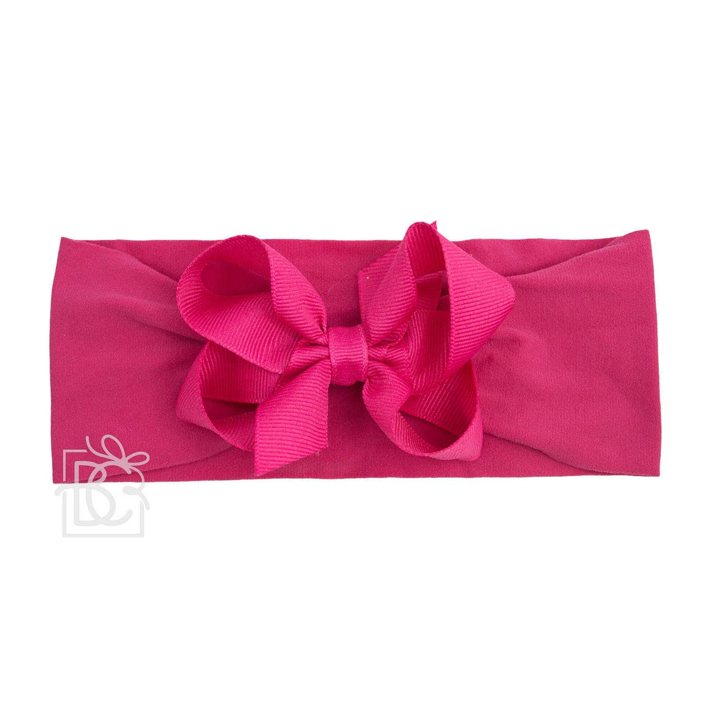 WIDE PANTYHOSE HEADBAND W/CLASSIC GROSGRAIN BOW: 5.5" Huge / 3+ Months / WHITE