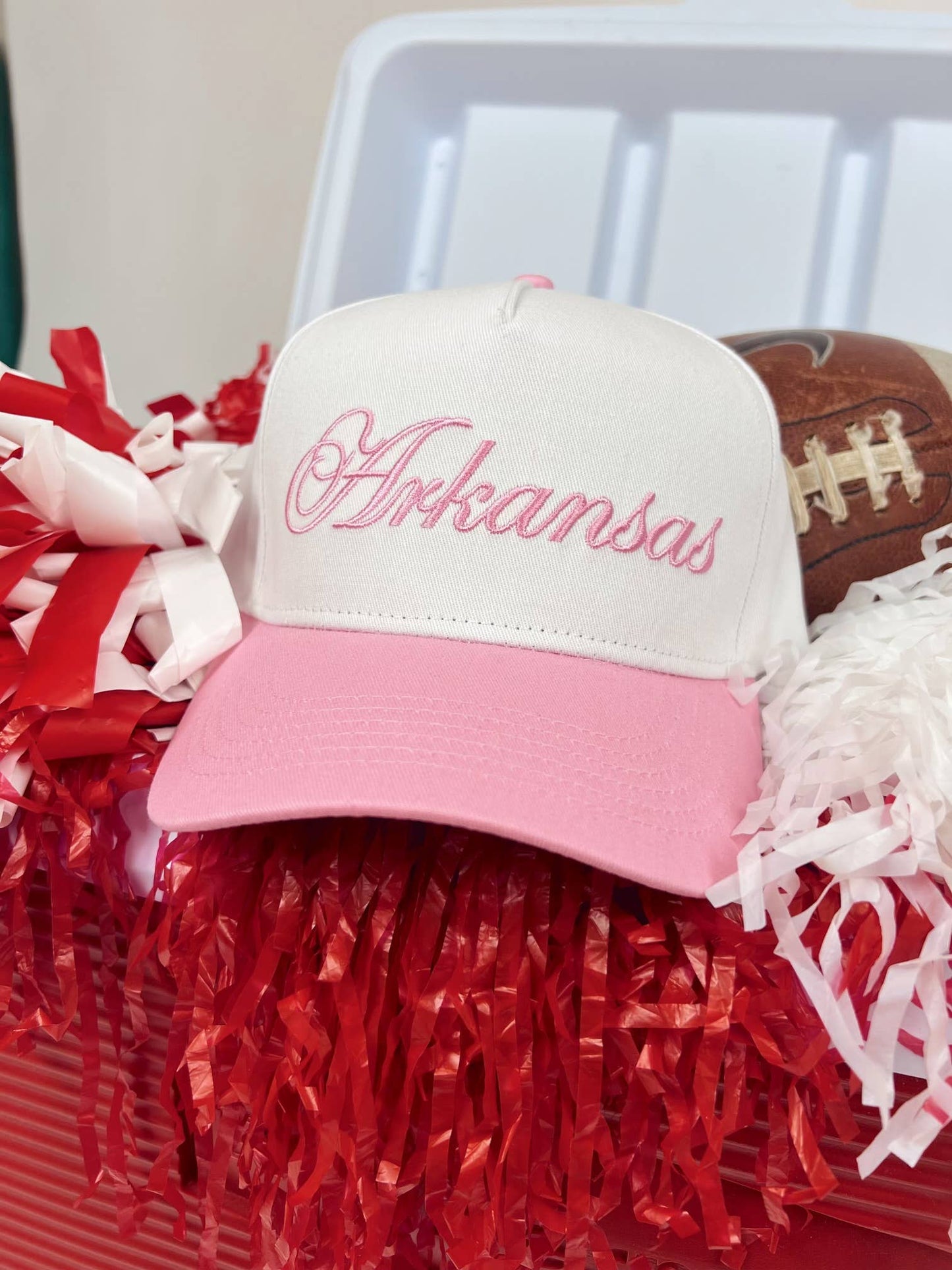 Social Statement - State Of Pink Embroidered Hat: Arkansas