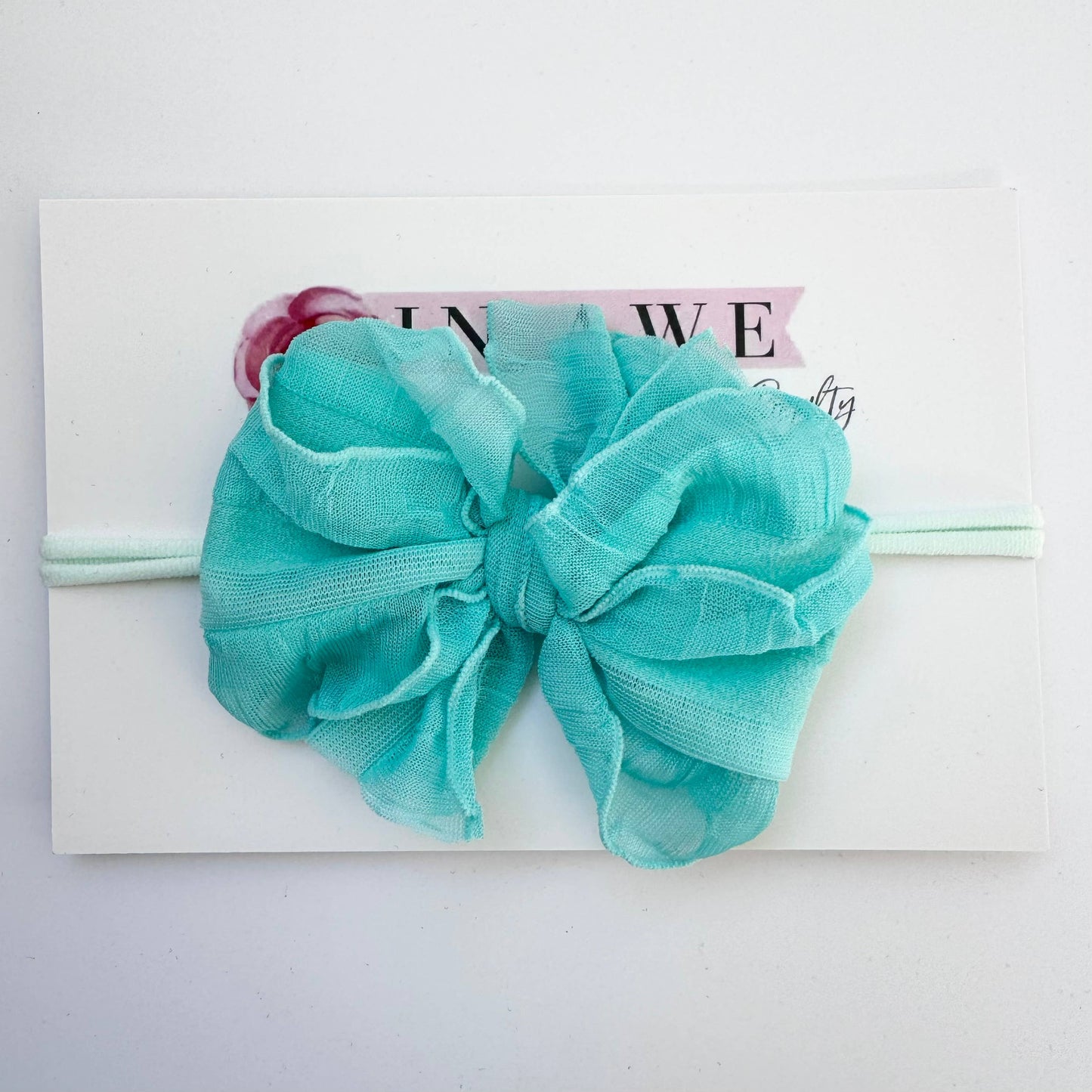 Rockin Royalty - Skinny Mini Ruffled Headband- Cool Mint